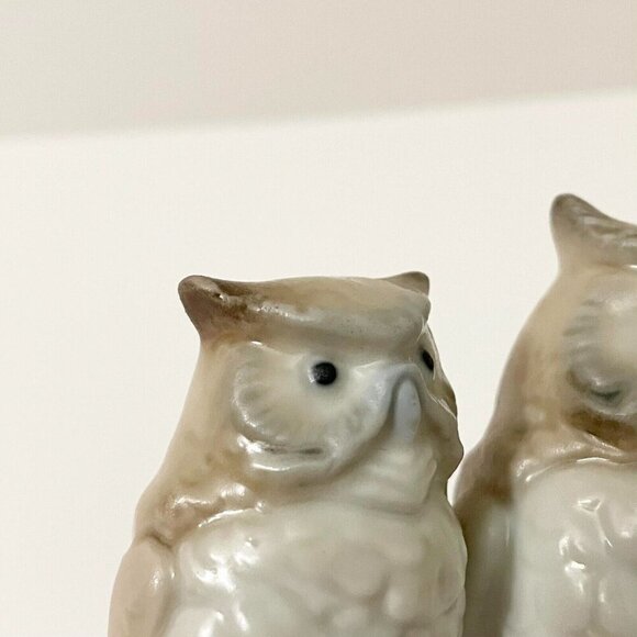 Vintage Porcelain Otagiri Japan Owls Sitting On A Tree Branch Figurine Chipped - Picture 16 of 16